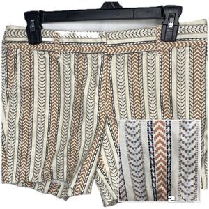 DALIA Shorts Pastel Geometric Print Stretch Pockets Womens 4 Cream Multicolor